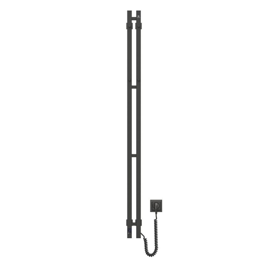 Sähköinen pyyhekuivain termostaatilla SILOUETTE 106 W 150 x 9 cm, musta, oikeanpuoleinen