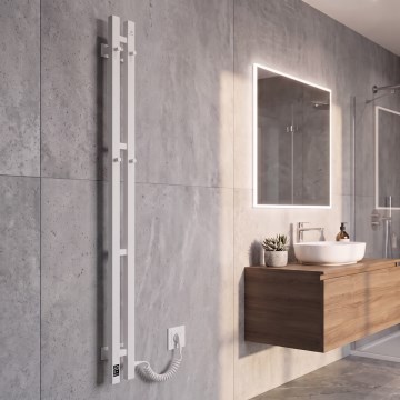 Sähköinen pyyhekuivain termostaatilla SILOUETTE 106W 150x9cm valkoinen oikea