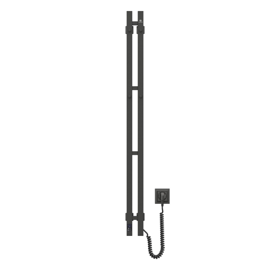 Sähköinen pyyhekuivain termostaatilla SILOUETTE 70W 120x9 cm musta oikeanpuoleinen