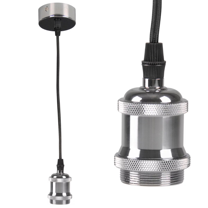 Sähköjohto 1xE27/20W/230V kiiltävä kromi