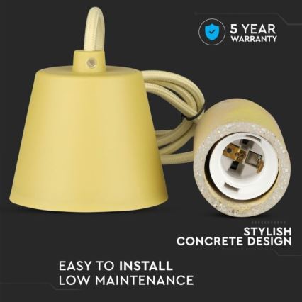 Sähköjohto 1xE27/60W/230V betoni/keltainen