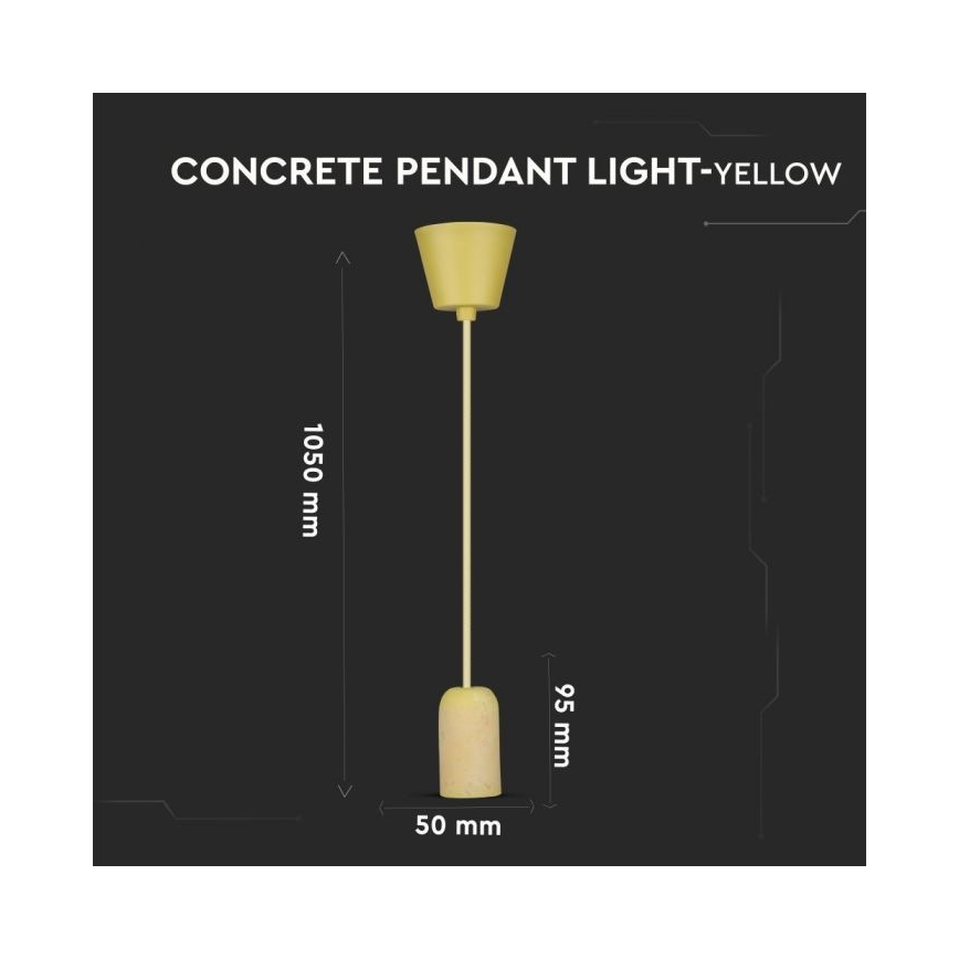 Sähköjohto 1xE27/60W/230V betoni/keltainen