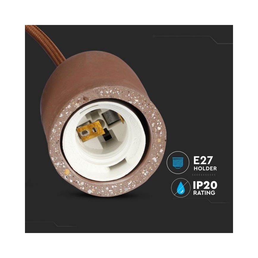 Sähköjohto 1xE27/60W/230V betoni/ruskea