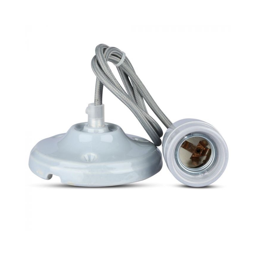 Sähköjohto 1xE27/60W/230V harmaa/posliini