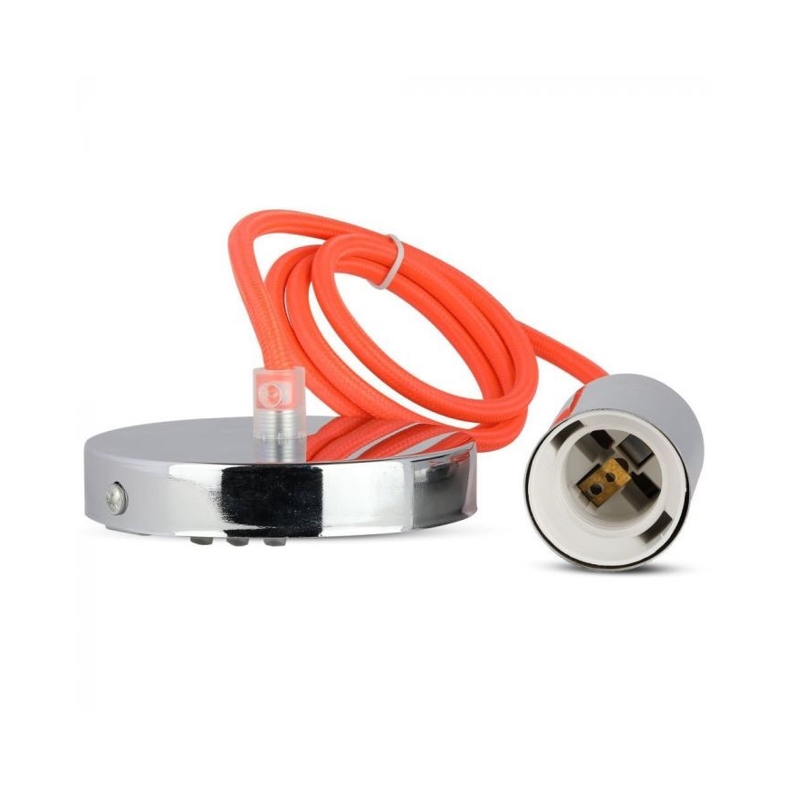 Sähköjohto 1xE27/60W/230V oranssi/kiiltävä kromi