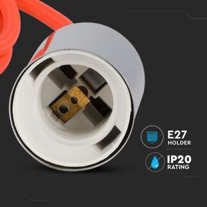 Sähköjohto 1xE27/60W/230V oranssi/kiiltävä kromi