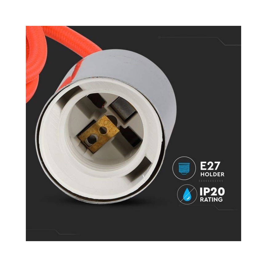 Sähköjohto 1xE27/60W/230V oranssi/kiiltävä kromi