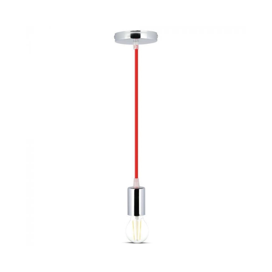 Sähköjohto 1xE27/60W/230V punainen/kiiltävä kromi