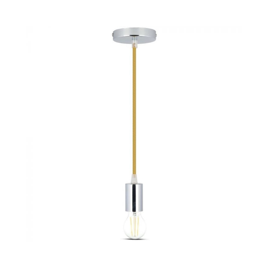 Sähköjohto 1xE27/60W/230V ruskea/kiiltävä kromi