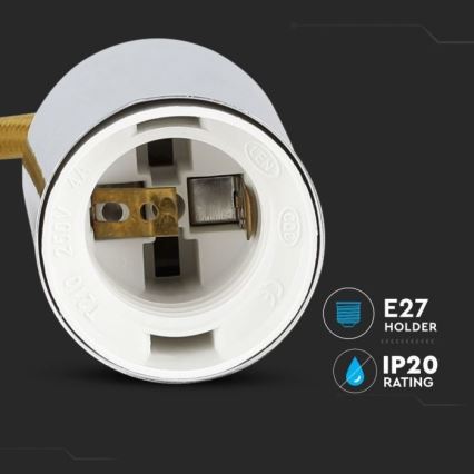 Sähköjohto 1xE27/60W/230V ruskea/kiiltävä kromi