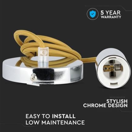 Sähköjohto 1xE27/60W/230V ruskea/kiiltävä kromi