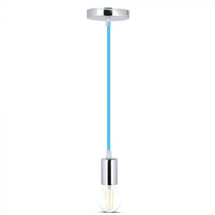 Sähköjohto 1xE27/60W/230V sininen/kiiltävä kromi