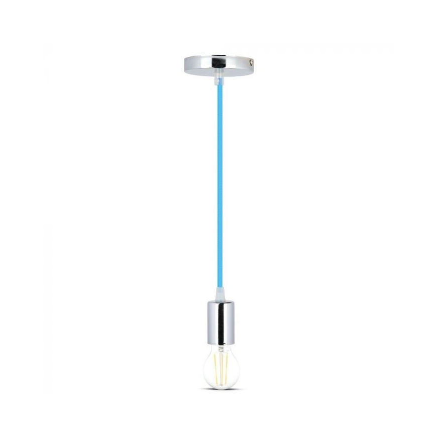 Sähköjohto 1xE27/60W/230V sininen/kiiltävä kromi