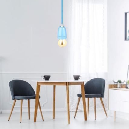 Sähköjohto 1xE27/60W/230V sininen/posliini