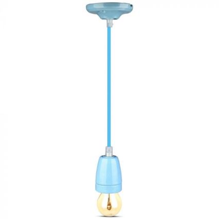 Sähköjohto 1xE27/60W/230V sininen/posliini