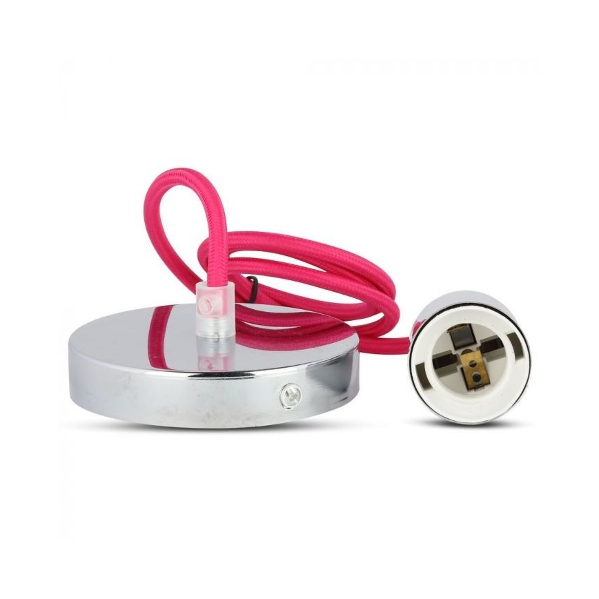 Sähköjohto 1xE27/60W/230V tummanvaaleanpunainen/kiiltävä kromi