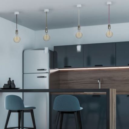 Sähköjohto 1xE27/60W/230V vaaleanpinkki/kiiltävä kromi