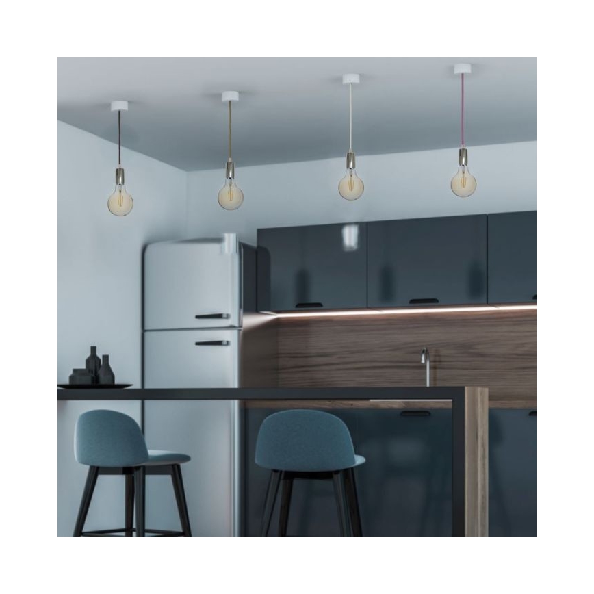 Sähköjohto 1xE27/60W/230V vaaleansininen/kiiltävä kromi