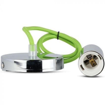 Sähköjohto 1xE27/60W/230V vihreä/kiiltävä kromi