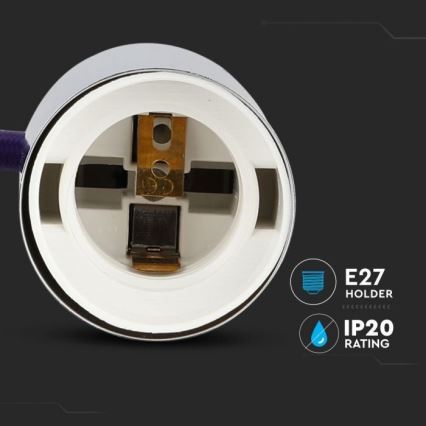 Sähköjohto 1xE27/60W/230V violetti/kiiltävä kromi