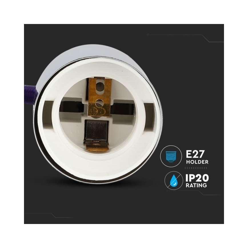 Sähköjohto 1xE27/60W/230V violetti/kiiltävä kromi