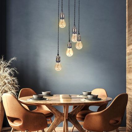 Sähköjohto 5xE27/60W/230V pronssi