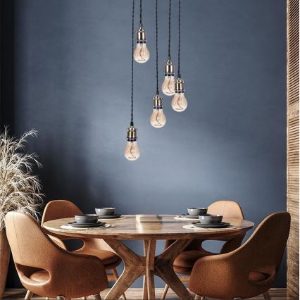 Sähköjohto 5xE27/60W/230V pronssi