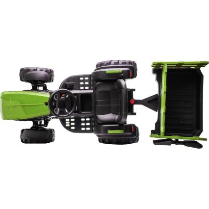 Sähkötraktori kärryllä 2x30W/7000 mAh musta/vihreä + kaukosäädin