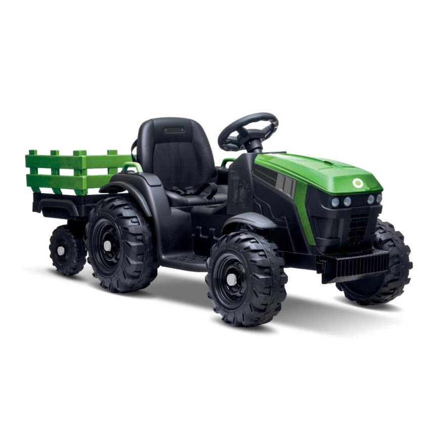 Sähkötraktori kärryllä 2x30W/7000 mAh musta/vihreä + kaukosäädin
