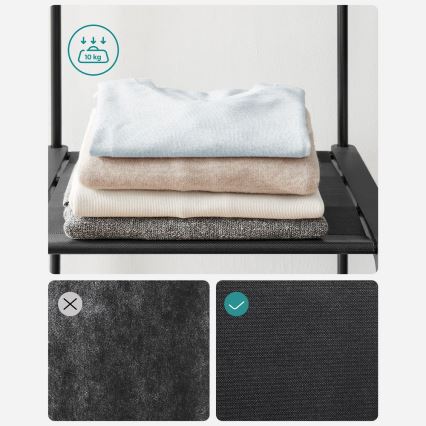 Säilytyskaappi MATIS 138x182 cm, musta, hyllyillä ja vaatetangolla