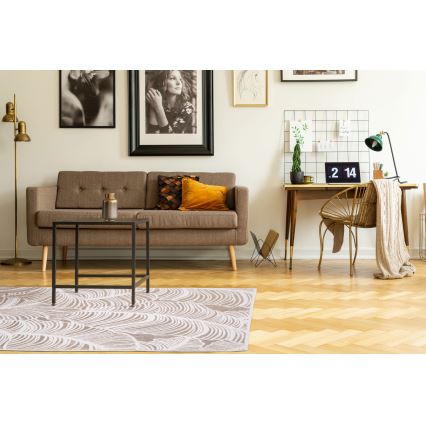 SALAMANCA-matto 67x120 cm beige/valkoinen/lehtikuvio