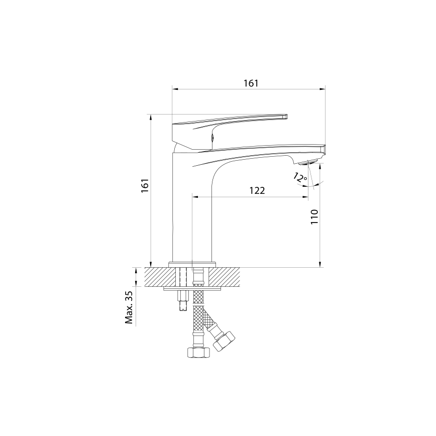 Samona - KORANA pesuallashana 16 cm, kiiltävä kromi