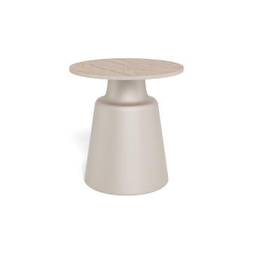 SANTORINI-sohvapöytä, halkaisija 45 cm, beige/harmaa/keramiikka