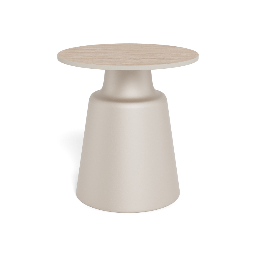 SANTORINI-sohvapöytä, halkaisija 45 cm, beige/harmaa/keramiikka