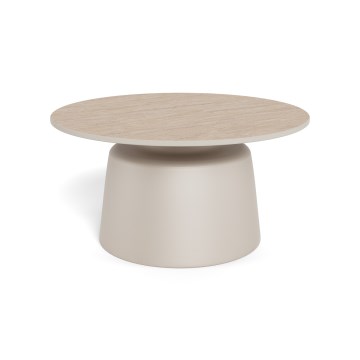 SANTORINI-sohvapöytä, halkaisija 70 cm, beige/harmaa/keramiikka