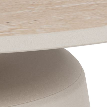 SANTORINI-sohvapöytä, halkaisija 70 cm, beige/harmaa/keramiikka