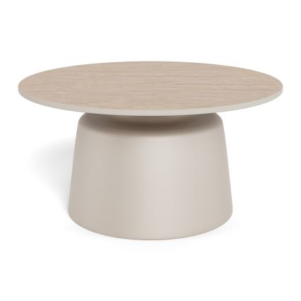 SANTORINI-sohvapöytä, halkaisija 70 cm, beige/harmaa/keramiikka