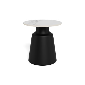 SANTORINI-sohvapöytä Ø 45 cm valkoinen/musta/keramiikka