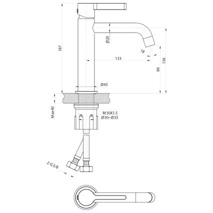 Sapho - Altaan hana ICONIC 18,7 cm matta musta