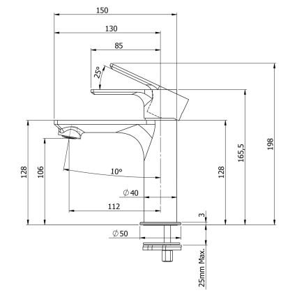 Sapho - Altaan hana PAX 16,5 cm matta musta