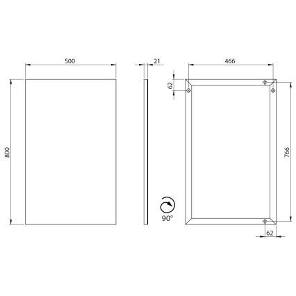 Sapho - AROWANA-kehyspeili 50x80 mattamusta