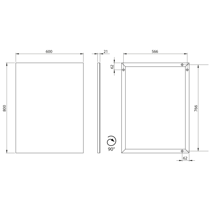 Sapho - AROWANA-kehyspeili 60x80 cm mattamusta
