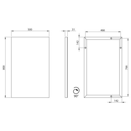 Sapho - AROWANA-peili 50x80 cm kiiltävä kromi