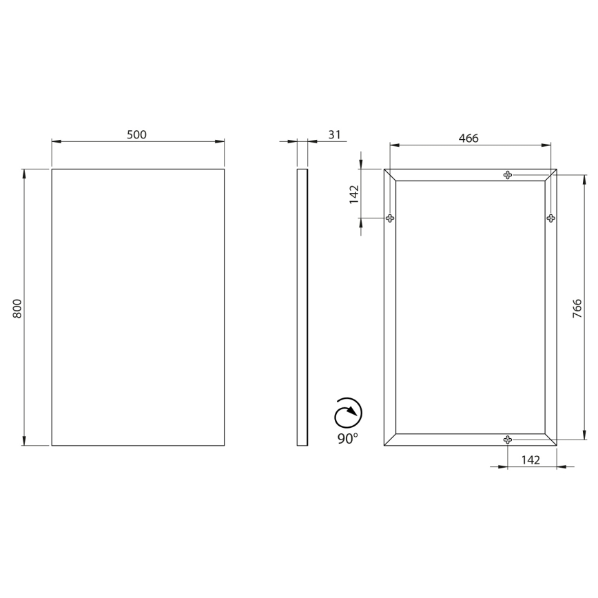 Sapho - AROWANA-peili 50x80 cm kiiltävä kromi