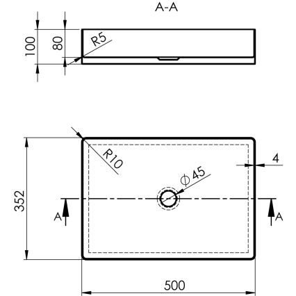 Sapho - AURUM tasolle asennettava pesuallas 50x35 cm antrasiitti
