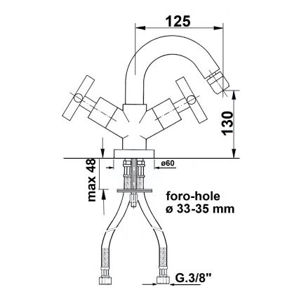 Sapho - AXIA-bidetin hana, kiiltävä kromi