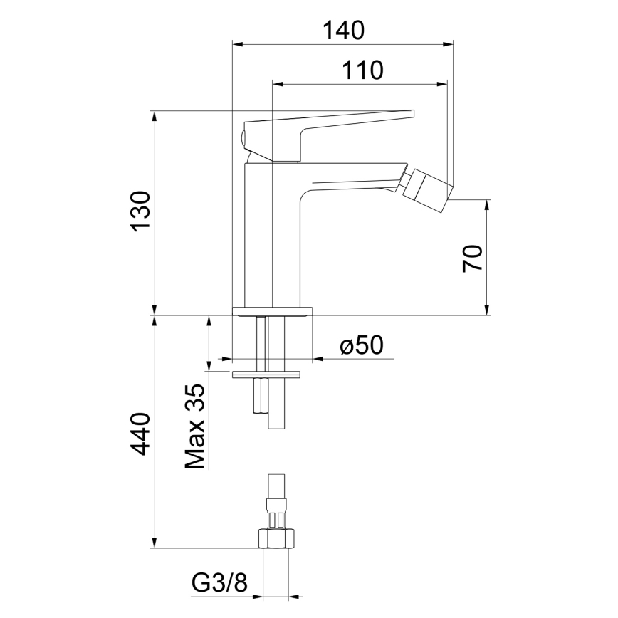 Sapho - Bidet-sekoitin TURSI mattamusta