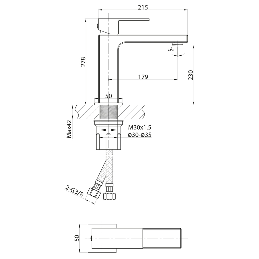 Sapho - CUBEMIX pesuallashana 27,8 cm mattakultainen