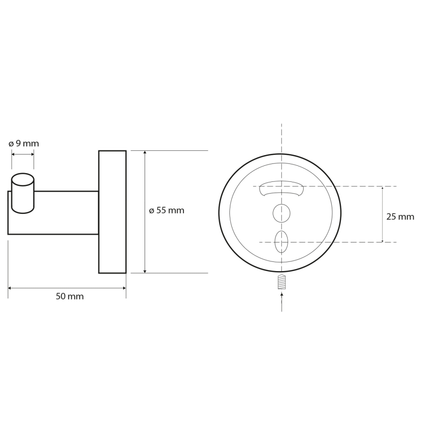 Sapho - Kaksinkertainen seinäkoukku X-ROUND 5x5,5 cm musta
