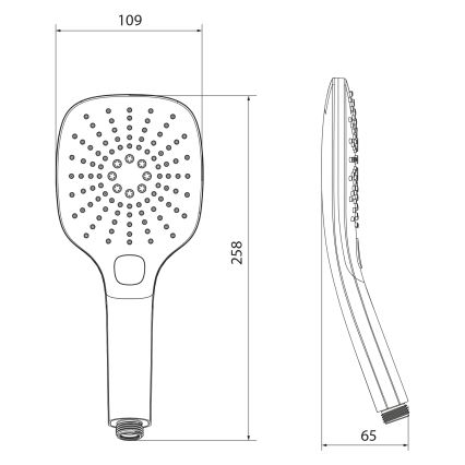 Sapho - Käsisuihku painikkeella kiiltävä kromi